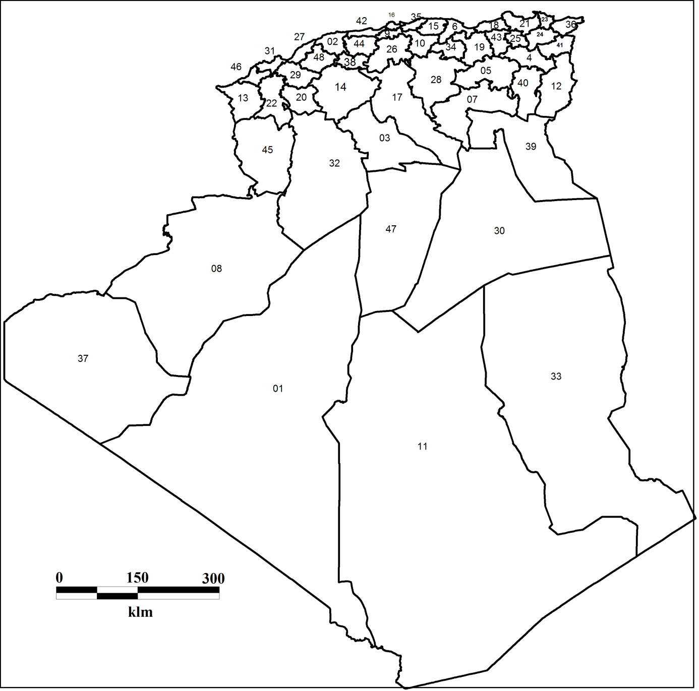 un tableau qui contient les wilayas de chaque region